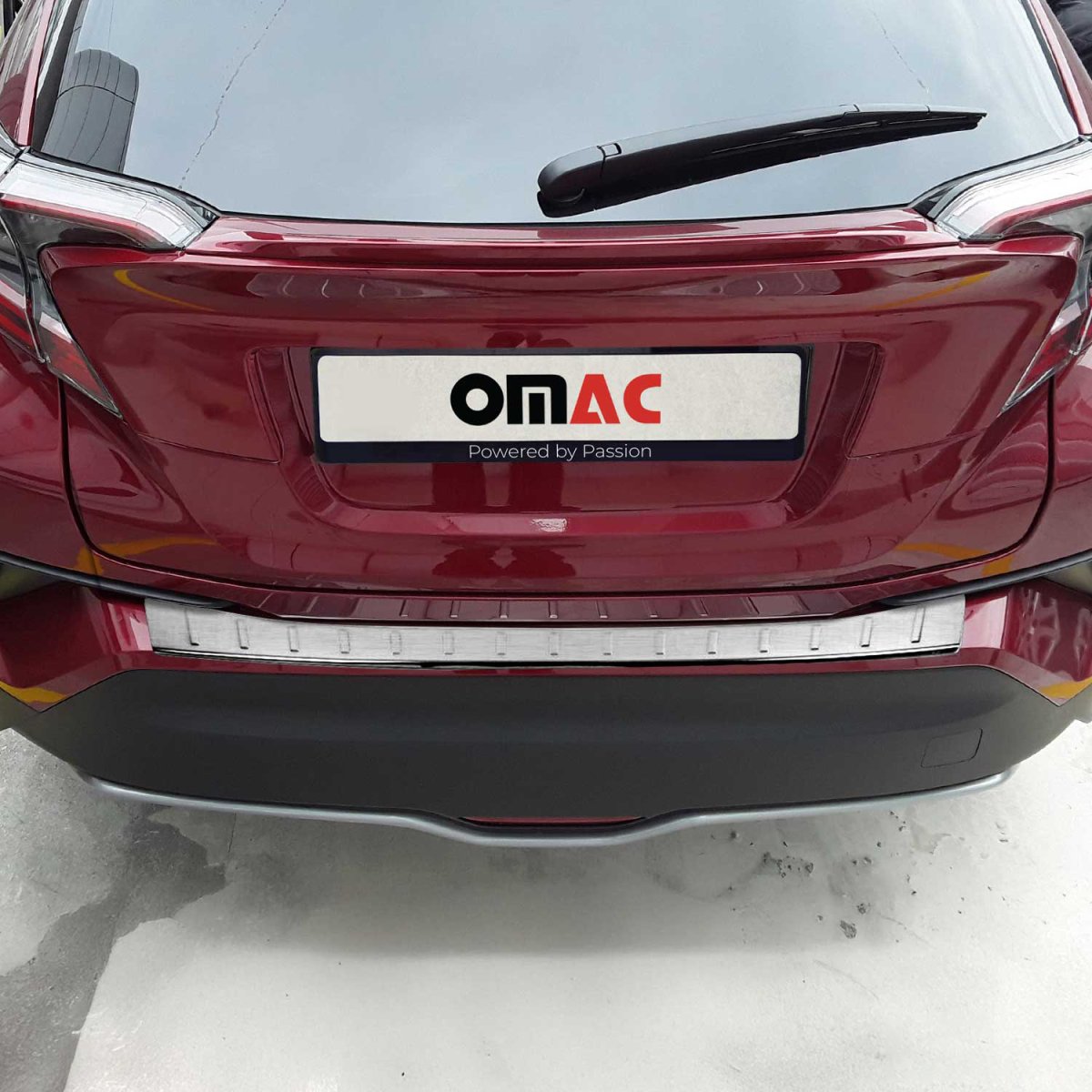 Toyota CHR Bumper Sill Cover - Rear - Omac - Stainless Steel - Brushed Silver - '16-'23 Toyota CHR Bumper Sill Cover - Rear - Omac - Stainless Steel - Brushed Silver - '16-'23